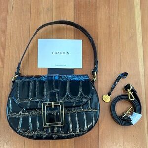 Brand new never carried sold out Brahmin black croc-embossed Cynthia bag